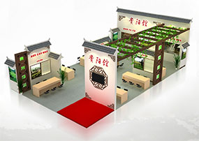 中国茶博会贵州馆72平中式展台设计效果图